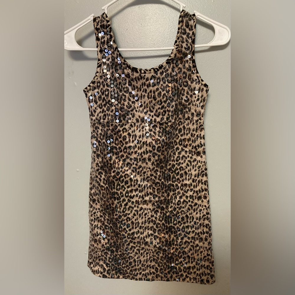 Leopard print semi formal shirt with sequins size 8